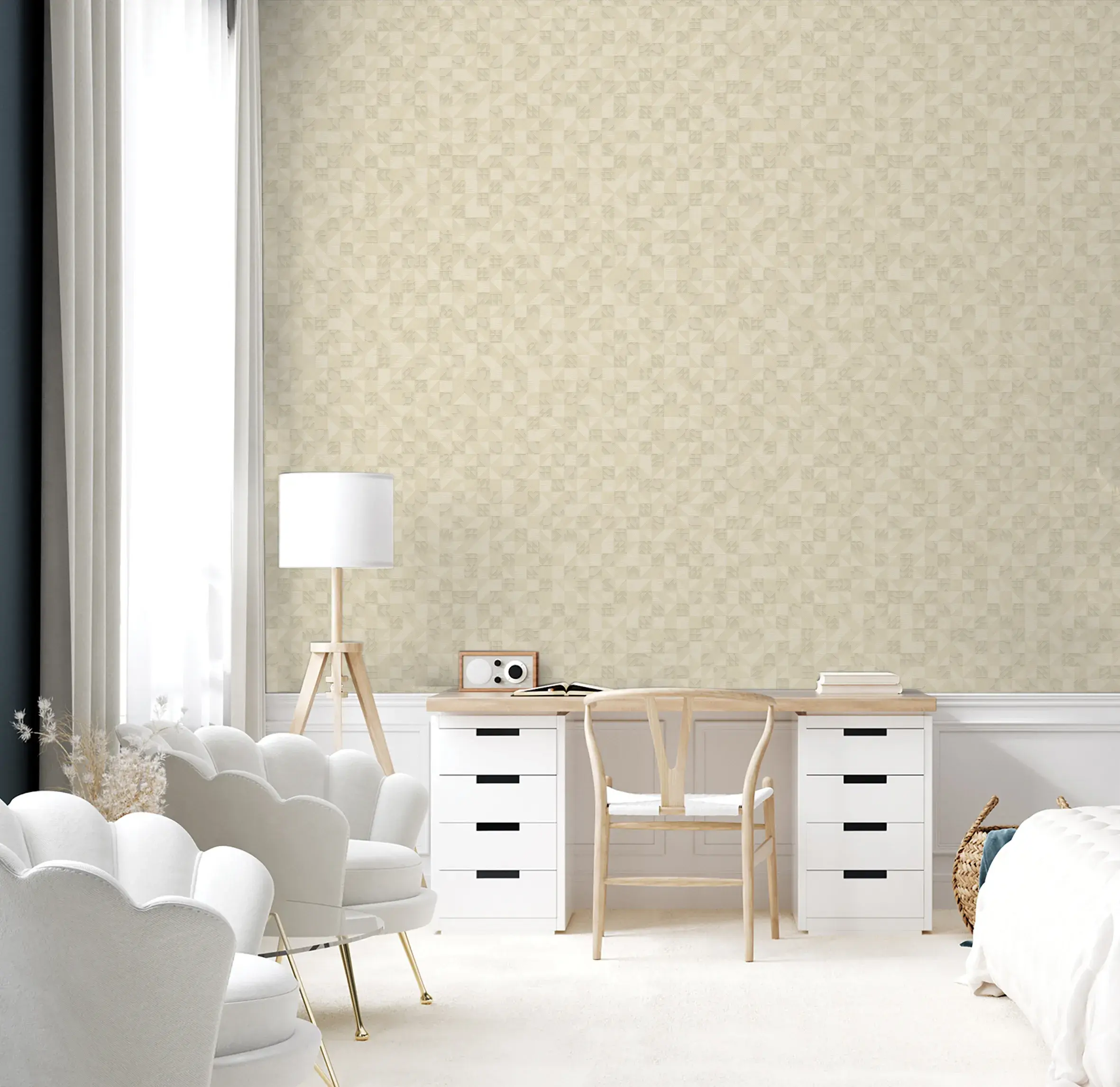 Cream Embossed Wallpaper – Understated Shimmer (24106-4)